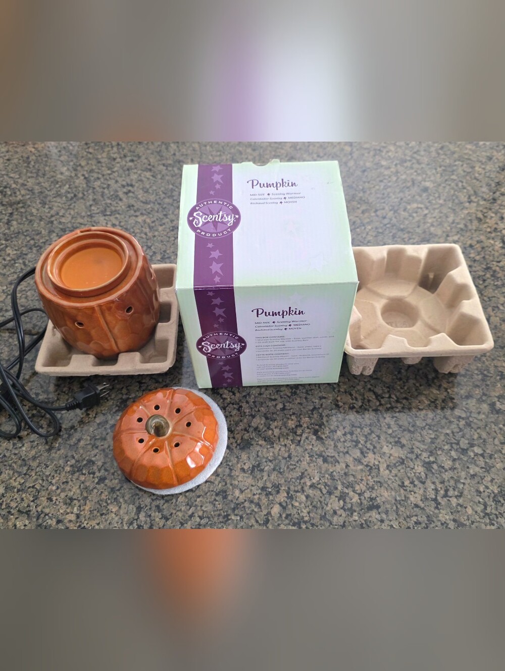Scentsy Pumpkin Mid-Size Warmer Fall Thanksgiving Autumn w Box Retired 2010 rare
